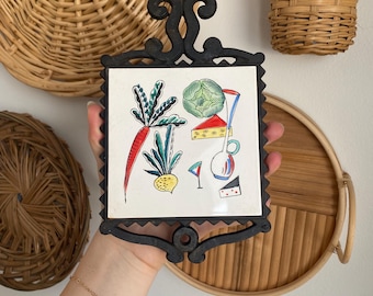 60s Cast Iron Footed Vegetable Trivet