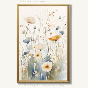 Wildflower Art Print Floral Wall Art Pastel Flower Watercolor Painting Spring Botanical Artwork Nature Wall Decor
