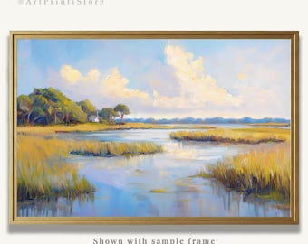 Charleston Marsh Art Print Coastal Oil Painting Lowcountry Marshland Artwork Southern Landscape Poster Nature-Inspired Wall Decor