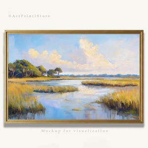 Charleston Marsh Art Print Coastal Oil Painting Lowcountry Marshland Artwork Southern Landscape Poster Nature-Inspired Wall Decor