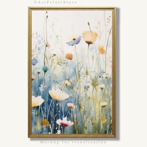 Wildflower Art Print Floral Wall Art Pastel Botanical Artwork Rustic Flower Watercolor Painting Nature Wall Decor