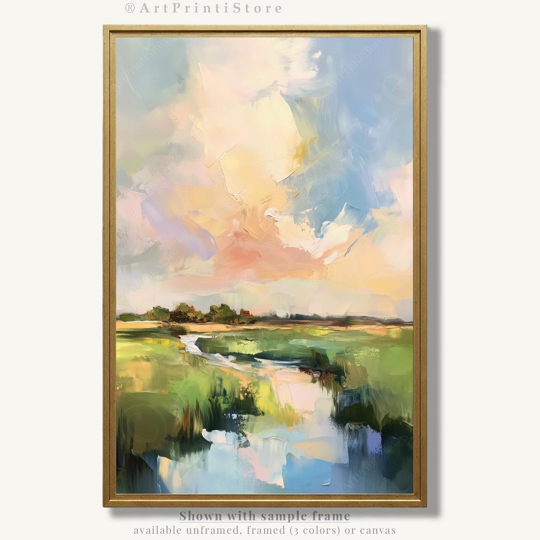 Marsh Oil Print Charleston Wall Art Coastal South Carolina Artwork Pastel Landscape Painti