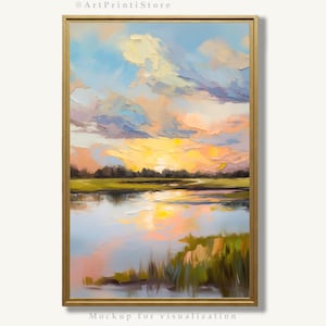 Marsh Oil Print Charleston Wall Art Coastal Landscape Artwork Salt Marsh Painting Lowcountry Nature Pastel Wall Decor