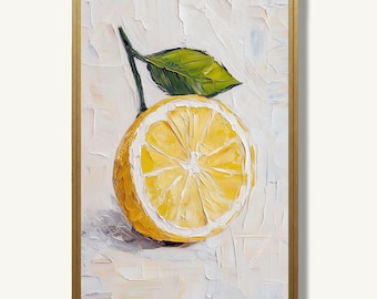 Lemon Wall Art Print In Oil Painting Style Still Life Artwork For Wall Decor