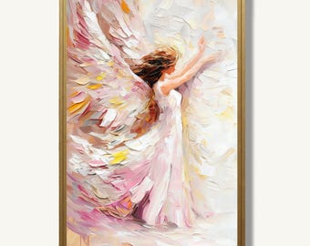 Angel Art Print Spiritual Oil Painting Modern Poster Christian Art Minimalist Wall Decor