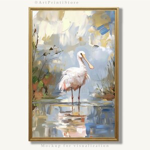 Roseate Spoonbill Art Print Bird Oil Painting Wetland Wildlife Artwork Nature-Inspired Coastal Wall Decor