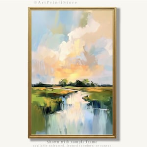 Charleston Marsh Art Print Coastal Oil Painting Lowcountry Sunset Artwork Southern Wetland Poster Rustic Wall Decor