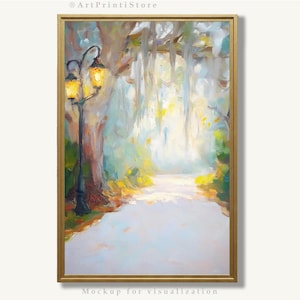 Oak Tree Art Print Savannah Landscape Painting Southern Oil Artwork Spanish Moss Poster Farmhouse Wall Decor