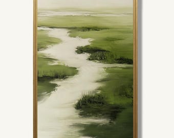 Lowcountry Wetland Oil Painting Print Winding Creek Marsh Landscape Wall Art Coastal Decor
