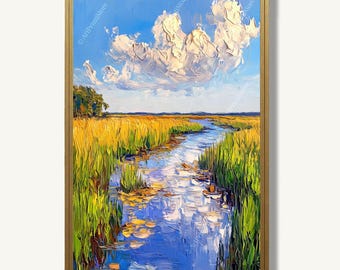 Wetland Landscape Art Print Marsh Oil Painting Charleston Nature Poster Southern Artwork Coastal Wall Decor