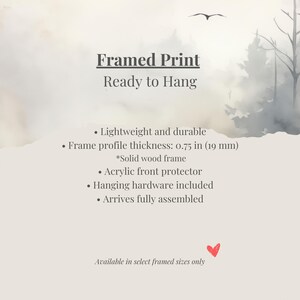 The image is a framed print advertisement for a product. It features a forest landscape with a bird flying overhead and a list of features and specifications for the product. The text is written in a clear and concise manner, avoiding redundancy and focusing on the key information about the product.