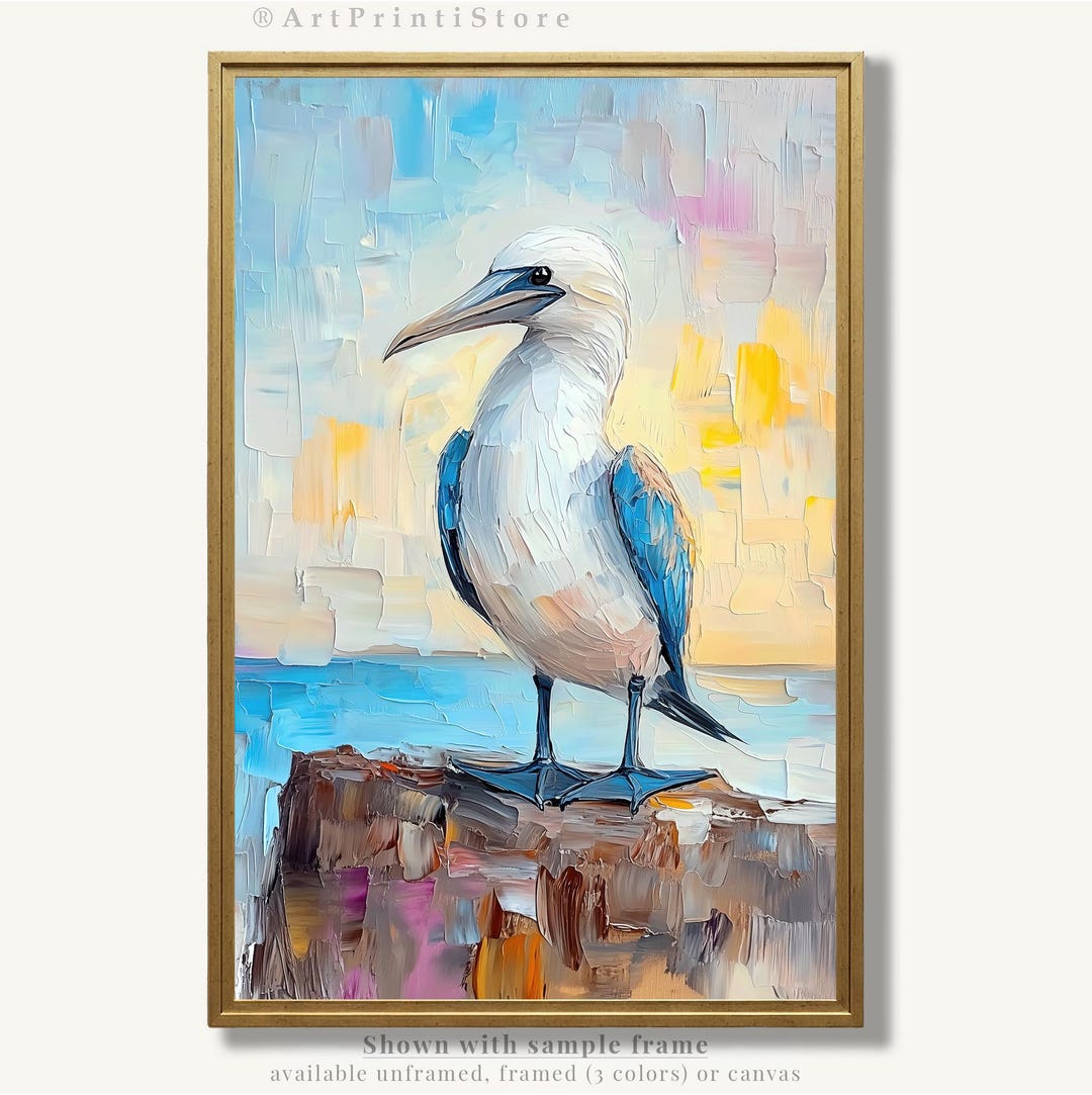Seabird Wall Art Print Coastal Oil Painting Style Nature Poster ...