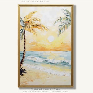 Naples Beach Art Print Florida Seascape Painting Tropical Oil Artwork Palm Trees Poster Southern Inspired Coastal Wall Decor