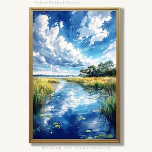 Charleston Marsh Art Print Coastal Landscape Wall Art Lowcountry Watercolor Painting Nature Marshland Artwork Wetlands-Inspired Home Decor