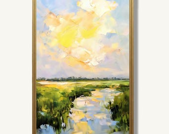 Marsh Landscape Art Print Coastal Wall Art Lowcountry Print Oil Painting Style