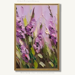 Lavender Oil Painting Wildflowers Wall Art Print Modern Floral Artwork Colorful Botanical Wall Decor