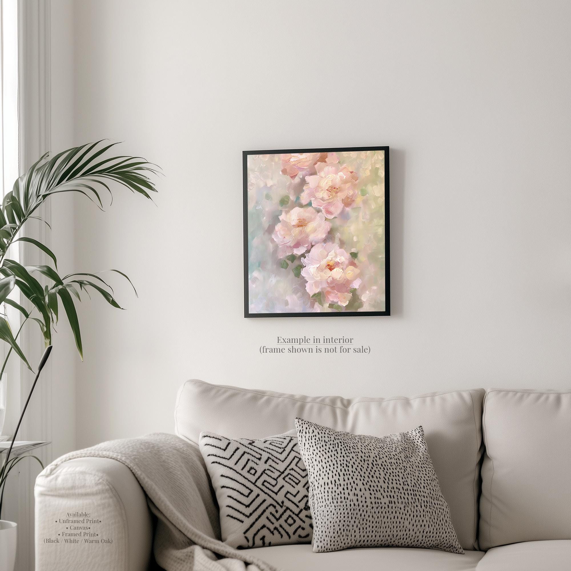 Peony Flowers Wall Art Print Pink Oil Painting Style Floral Poster ...