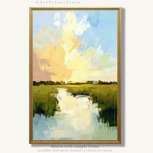 Charleston Marsh Art Print Coastal Oil Painting Southern Marshland Artwork Lowcountry Sunset Poster Farmhouse Wall Decor