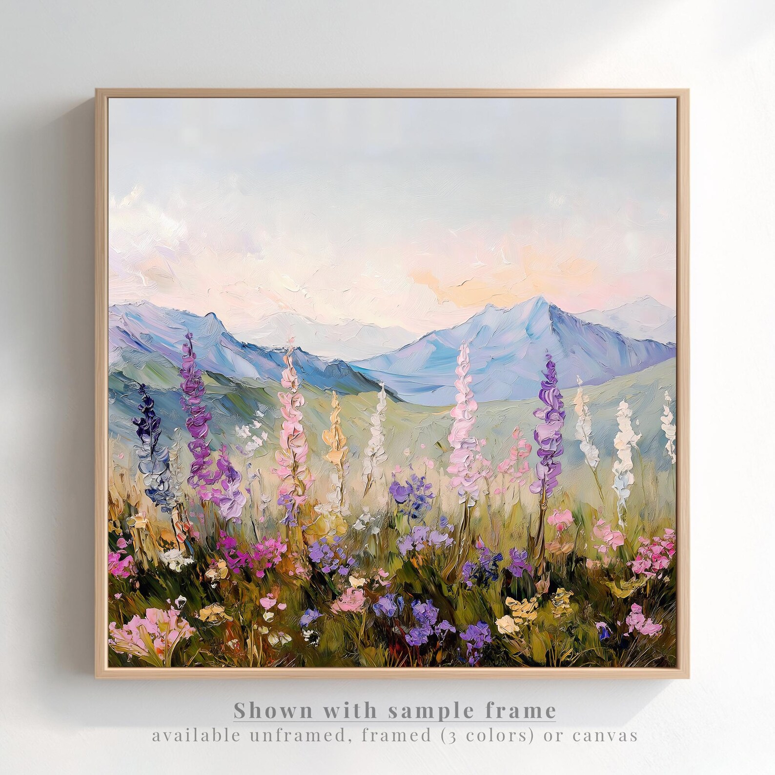 Mountain Wildflower Wall Art Print Pastel Oil Painting Style Floral ...