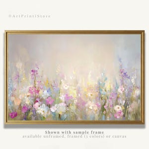 Wildflower Art Print Pastel Botanical Oil Painting Spring Meadow Poster Floral Artwork Farmhouse Wall Decor