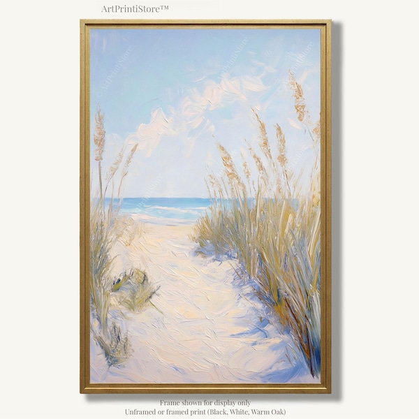 Lámina artística de playa de Florida, pintura al óleo del océano, póster de costa, obras de arte de dunas, decoración de pared costera