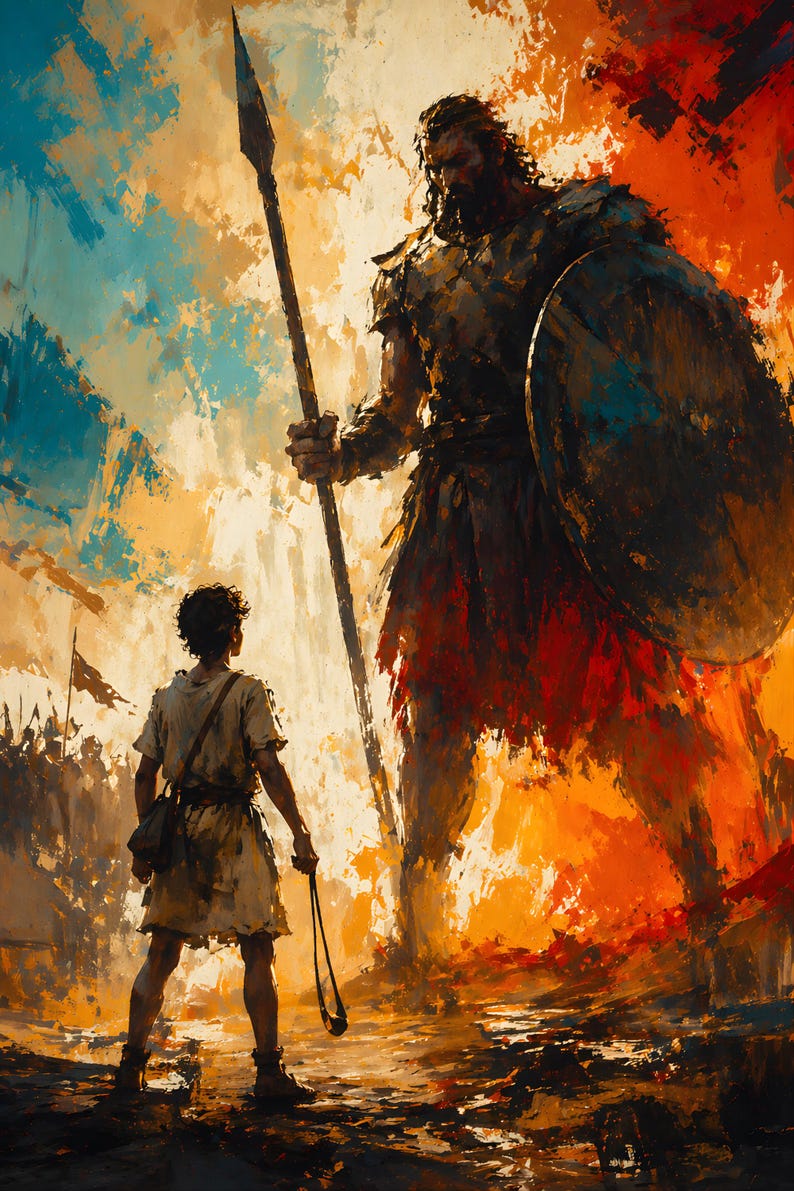 David and Goliath Wall Art Printable | Faith Over Fear Christian Wall ...