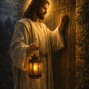 Jesus Knocking Door Art Print | Christian Revelation Scripture (Digital Download)