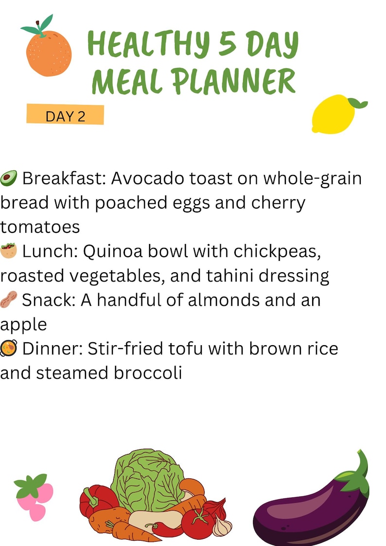 5 day Healthy Meal Plan printable Easy Nutritious Recipes Etsy 5-day-healthy-meal-plan-printable-easy-nutritious-recipes-etsy