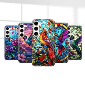 Hummingbird Phone case Stained Glass Print cover fit for Samsung S25 S24 S23 S22 S21 Plus Ultra FE S10 Galaxy Note 20 A15 A16 A55 A56 A14