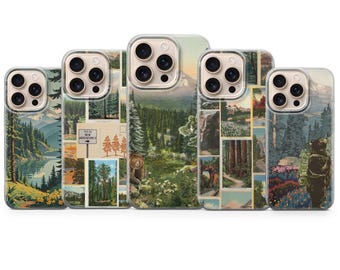 National Park Phone Case Retro Postcard Nature Cover for iPhone 17Pro, 16, 15, 14, 13, Samsung S25, S24, S23, S22, A16, A56, A55, Pixel 9Pro