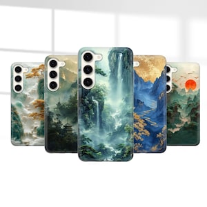 Japanese Phone Case Mountains Gold Waterfall cover fit for Samsung S25 S24 S23 S22 S21 Plus Ultra FE S10 Galaxy Note 20 A15 A16 A55 A56 A14