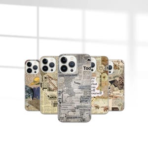 Newspaper Aesthetic Phone Case - Vintage Artwork fit for iPhone 16 Pro Max 15 14 13 12 11 Plus, Samsung S24 Ultra S23 S22 S21 S20