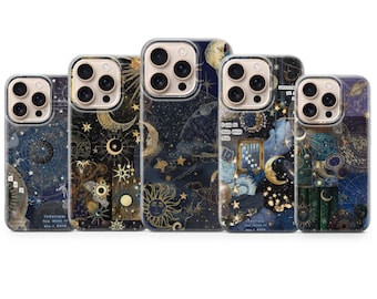 Stars Celestial Phone Case Galaxy Moon Sun Star Astrology Phone Cover for iPhone 17 Pro Max, 16e,15,14, 12 &S25 Ultra,S24 FE,A56,Pixel 9Pro8
