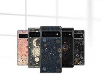 Funda para teléfono con diseño de bruja y astrología lunar para Google Pixel 10, 9A, 9Pro XL, 8A, 8Pro, 7A, iPhone 17, 16E, 15, 14, 13, Samsung S25, S24fe, A56, A16