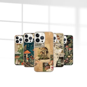 Aesthetic Mushroom Phone Case Cottagecore Cover for iPhone 17 Pro Max, 16e, 15, 14, 12 & Samsung S25 Ultra, S24 FE, A56, Pixel 10 XL, 9a, 8