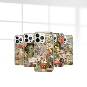Cottagecore Aesthetic Phone Case - Nature Scrapbook Artwork fit for iPhone 16 Pro Max 15 14 13 12 11 Plus, Samsung S24 Ultra S23 S22 S21 S20