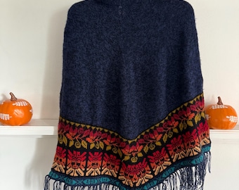 Peruvian Inca alpaca poncho shawl, 100% handmade