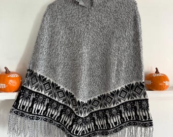 Peruvian Inca alpaca poncho shawl, 100% handmade