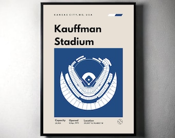 Kansas City Royals Poster, Kauffman Stadium Print, Mid Century Modern Baseball Poster, Sports Bedroom Posters, Minimalist Office Wall Art