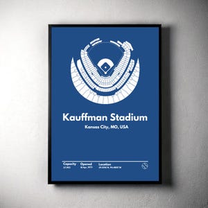 Kansas City Royals Poster, Kauffman Stadium Print, Mid Century Modern Baseball Poster, Sports Bedroom Posters, Minimalist Office Wall Art