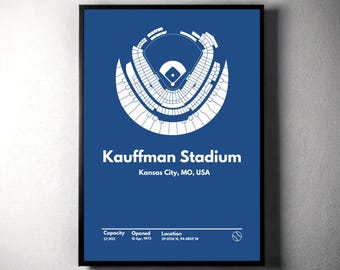 Kansas City Royals Poster, Kauffman Stadium Print, Mid Century Modern Baseball Poster, Sports Bedroom Posters, Minimalist Office Wall Art