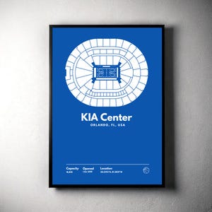 Orlando Magic Poster, Kia Center Stadium Print, Mid Century Modern Basketball Poster, Sports Bedroom Posters, Minimalist Office Wall Art