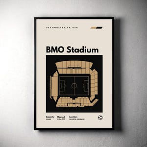 LAFC Poster, Los Angeles BMO Stadium Soccer Print, Mid Century Modern Football Poster, Sports Bedroom Posters, Minimalist Office Wall Art