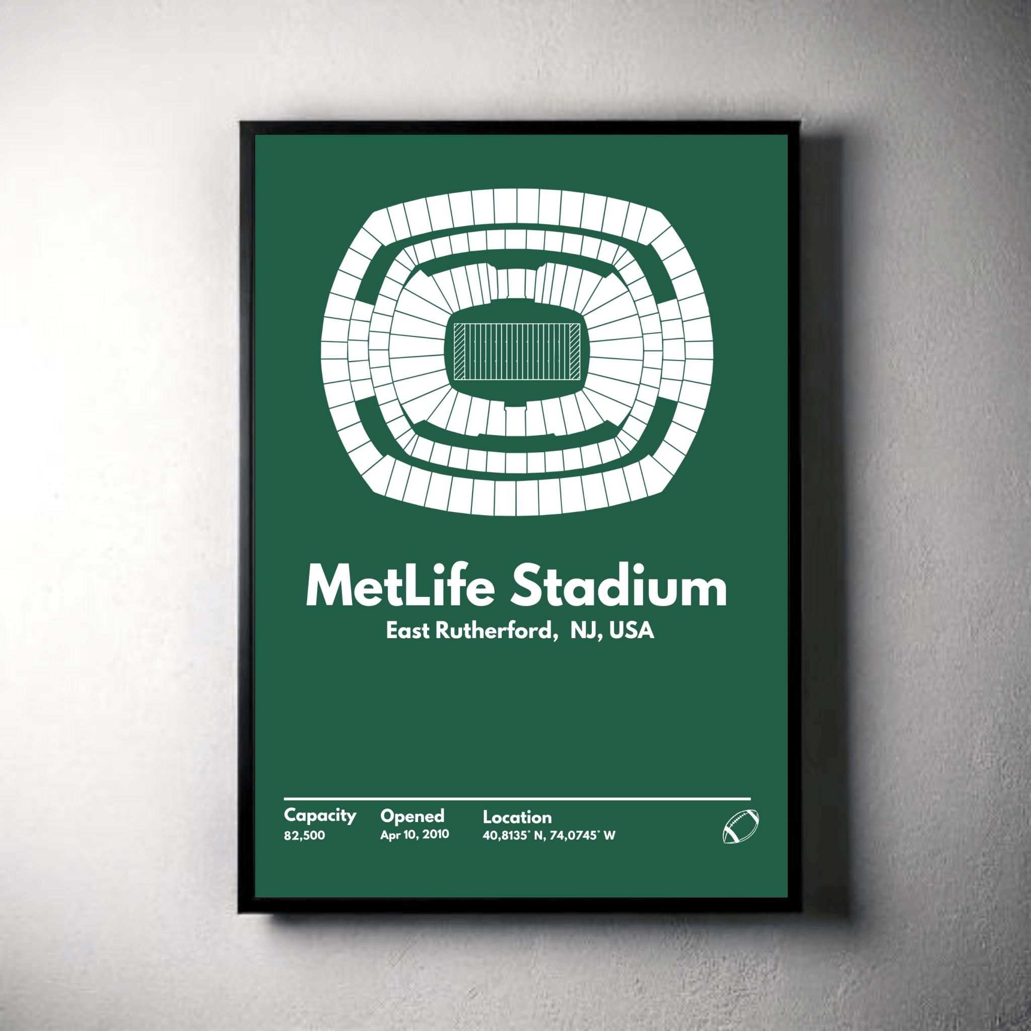 New York Jets Poster, NY MetLife Stadium Print, Mid Century Modern Football Poster, Sports Bedroom Posters, Minimalist Office Wall Art