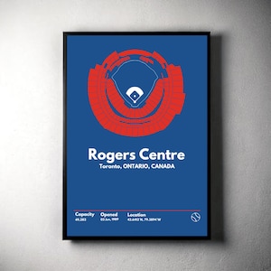 Toronto Blue Jays Poster, Rogers Centre Stadium Print, Mid Century Modern Baseball Poster, Sports Bedroom Poster, Minimalist Office Wall Art