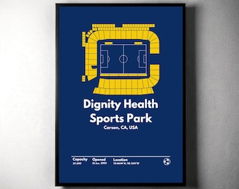 LA Galaxy Poster, Dignity Health Sports Park Los Angeles, Mid Century Modern Soccer Print, Sport Bedroom Poster, Minimalist Office Wall Art