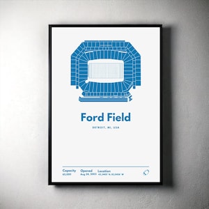 Detroit Lions Ford Field Stadium Minimalist Art Print (Digital Download)