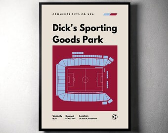 Colorado Rapids Poster, Dick's Sporting Goods Park Print, MLS Print, Mid Century Modern Wall Art, Soccer Fan Gift, Bedroom Sport Poster