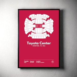 Houston Rockets Poster, Toyota Center Stadium Print, Mid Century Modern Basketball Poster, Sports Bedroom Poster, Minimalist Office Wall Art