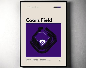 Colorado Rockies Poster, Coors Field Print, MLB Poster, Mid Century Modern Baseball Wall Art, Baseball Gift, Sports Bedroom Posters